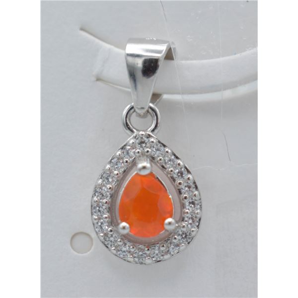 #132-NATURAL ORANG OPAL & ZIRCON PENDANT