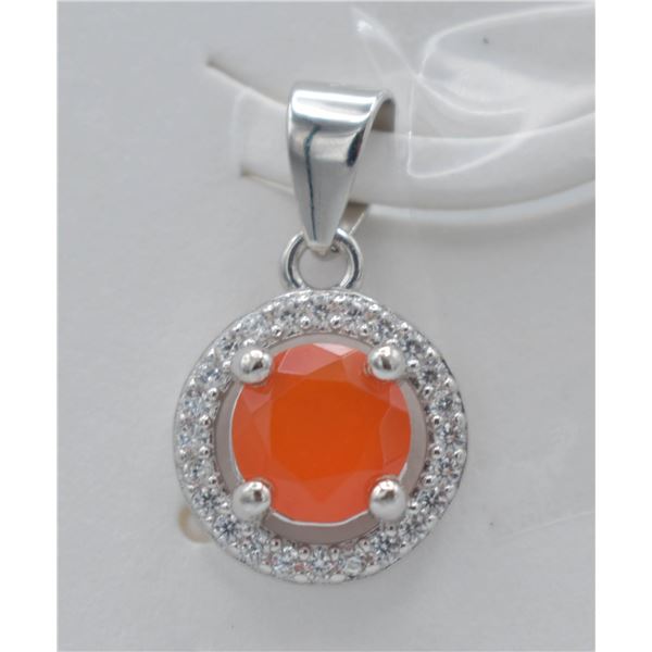 #135-NATURAL ORANG OPAL & ZIRCON PENDANT