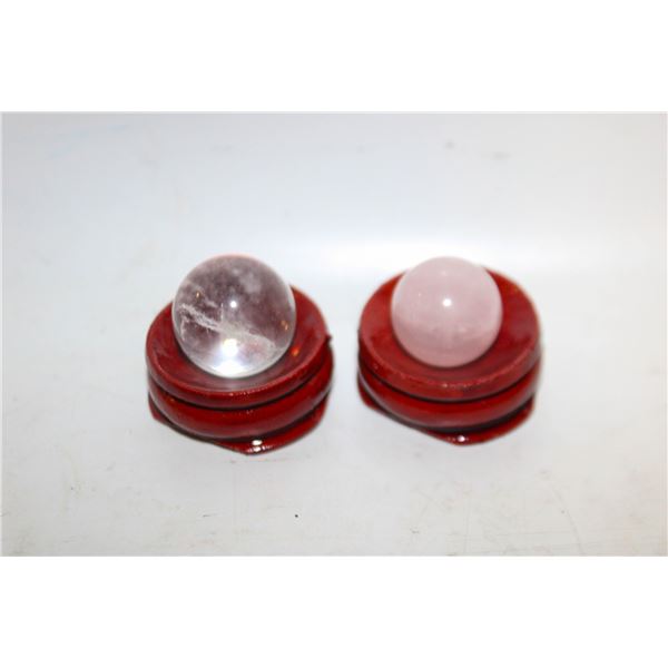 #226- NATURAL PINK ROSE QUARTZ & CLEAR ASPHEREBALL