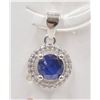 Image 1 : #195-NATURAL BLUE SAPPHIRE  & CZ PENDANT