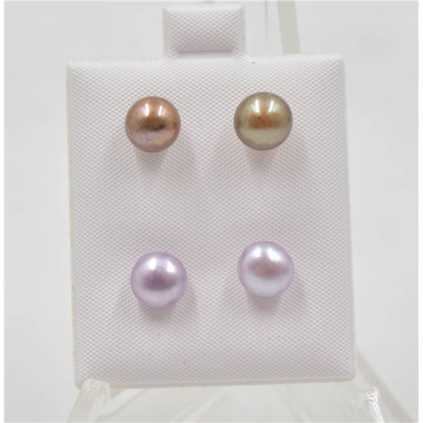 #169-NATURAL AKOYA PEARL STUD EARRING 2PAIR