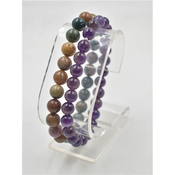 #107-NATURAL INDIAN AGATE & AMETHYST 8MM/7.5 MM