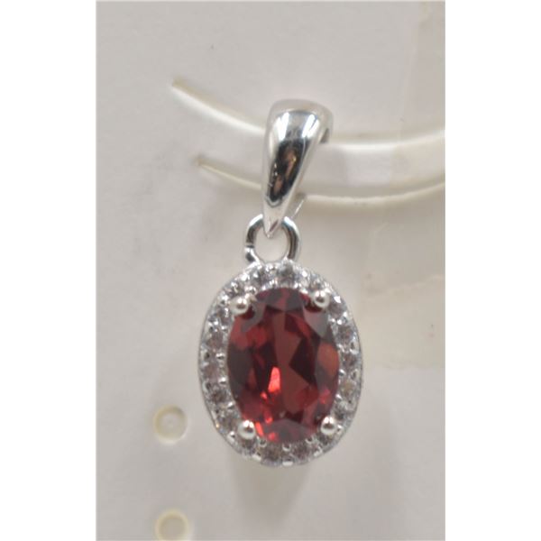 #190-NATURAL RED GARNET & CZ PENDANT