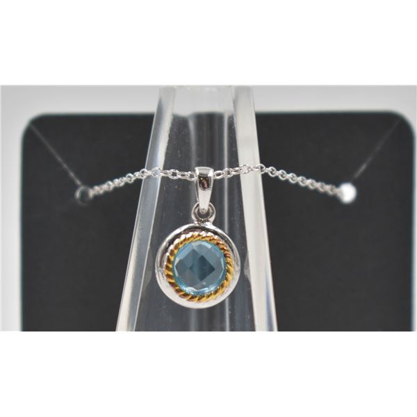 #202-NATURAL SKY BLUE TOPAZ    PENDANT & NECKLACE