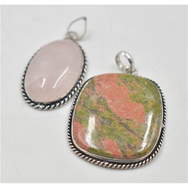 #238 NATURAL UNAKITE & ROSE QUARTZ PENDANT