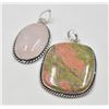Image 1 : #238 NATURAL UNAKITE & ROSE QUARTZ PENDANT