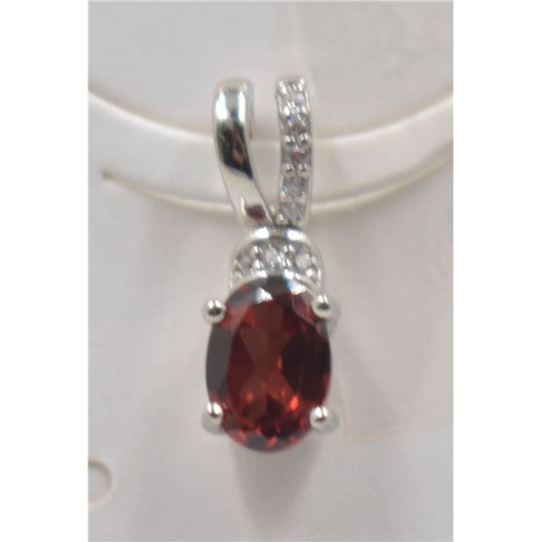 #182-NATURAL RED GARNET & CZ PENDANT