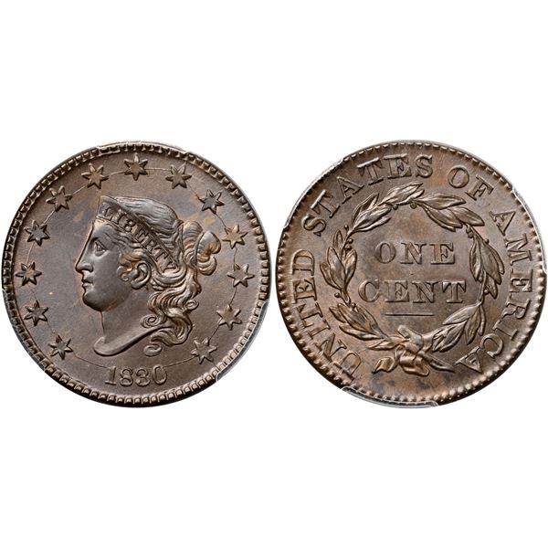 1830 N-2 R2 Large Letters,  PCGS graded MS65 Brown, CAC Approved