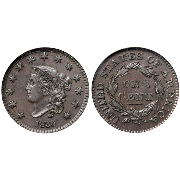 1830 N-2 R2 Large Letters, NGC graded AU53