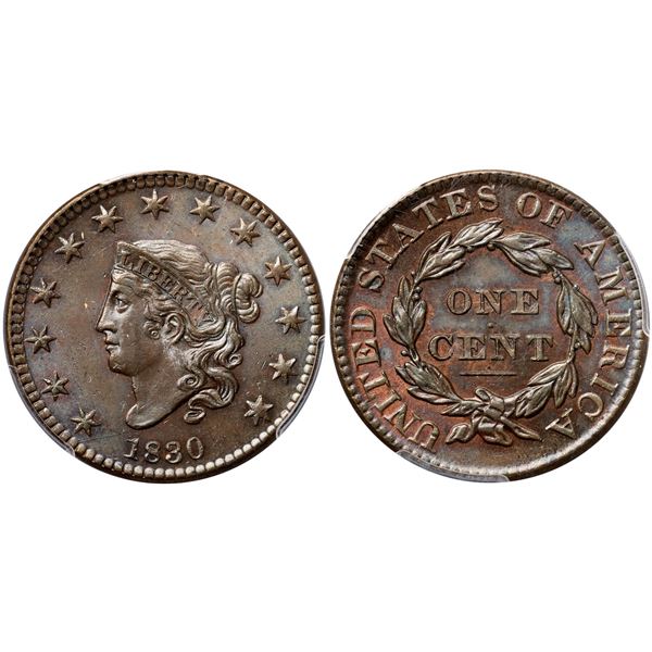 1830 N-8 R1 Large Letters, PCGS graded MS64+ Brown