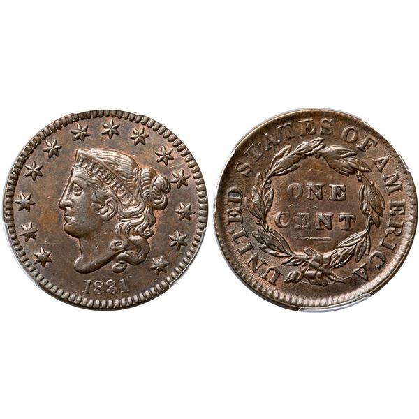 1831 N-5 R4 Medium Letters, PCGS graded MS63 Brown