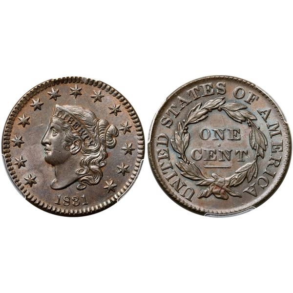 1831 N-6 R1 Large Letters, PCGS Graded MS64 Brown