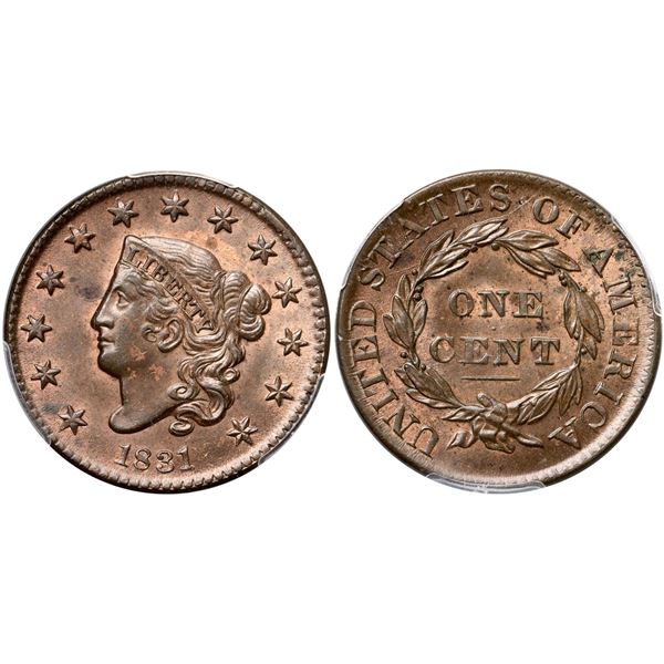 1831 N-10 R3 Large Letters, PCGS graded MS64 Red & Brown