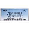 Image 4 : 1831 N-10 R3 Large Letters, PCGS graded MS64 Red & Brown