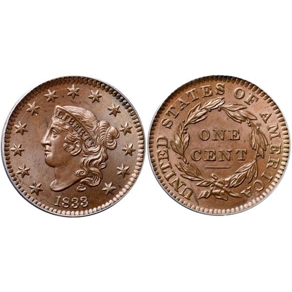 1833 N-2 R2 PCGS graded MS65 Brown