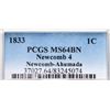 Image 4 : 1833/2 N-4 R4 Overdate 3 over 2, PCGS graded MS64 Brown