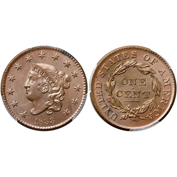 1833 N-6 R1 PCGS graded MS65 Brown