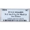 Image 4 : 1834 N-1 R1 Small 8, Large Stars, Medium Letters, PCGS graded MS64 Brown