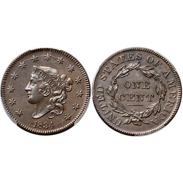 1834 N-6 R3 Large 8, Stars, & Letters, PCGS UNC Details, Cleaning