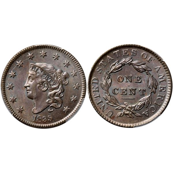 1835 N-1 R1 Head of 1834, Large 8 & Stars, PCGS graded MS63 Brown