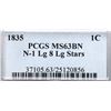 Image 4 : 1835 N-1 R1 Head of 1834, Large 8 & Stars, PCGS graded MS63 Brown