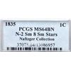 Image 4 : 1835 N-2 R3 Head of 1834, Small 8 & Stars, PCGS graded MS64 Brown