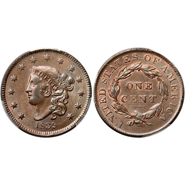 1835 N-3 R3 Head of 1834, Small 8 & Stars, PCGS graded MS62 Brown
