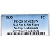 Image 4 : 1835 N-3 R3 Head of 1834, Small 8 & Stars, PCGS graded MS62 Brown