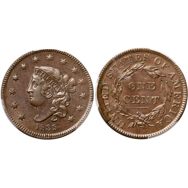 1835 N-4 R4+ Head of 1834, Small 8 & Stars, PCGS graded AU58, CAC Approved