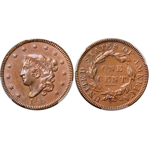 1835 N-11 R4+ Head of 1834, Small 8 & Stars, PCGS graded MS62 Brown