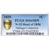Image 4 : 1835 N-15 R2 Head of 1836, PCGS graded MS65 Brown