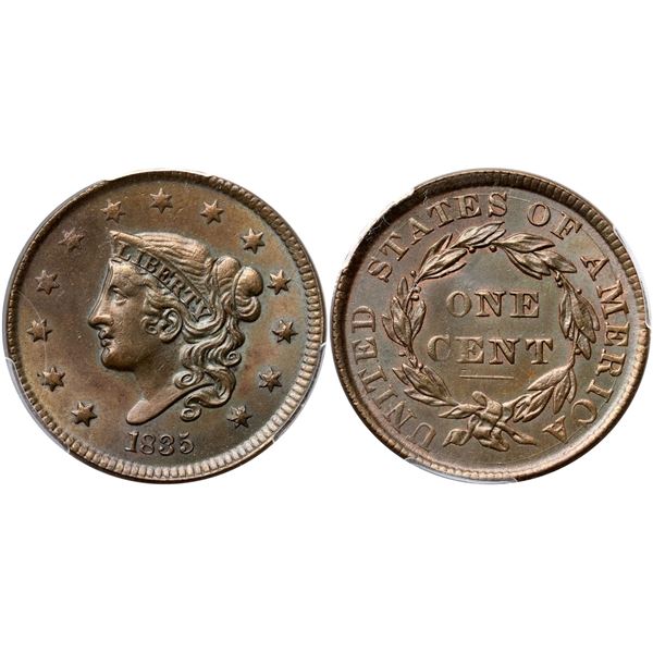 1835 N-16 R2 Head of 1836, PCGS graded MS64 Brown