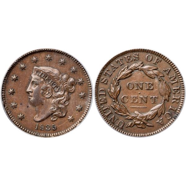 1835 N-18 R4+ Head of 1834, Small 8 & Stars, PCGS graded AU58