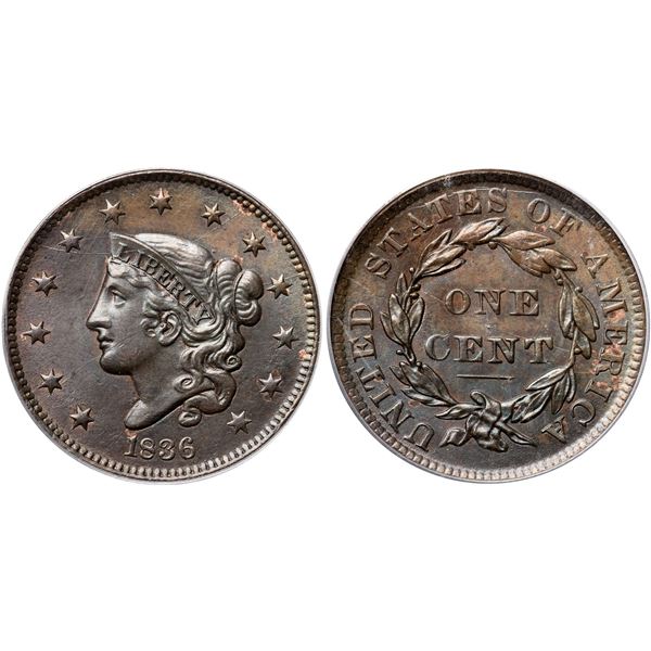 1836 N-1 R1+ PCGS graded MS64 Brown