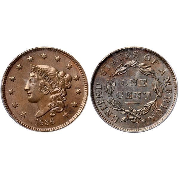1836 N-2 R2 PCGS graded MS62 Brown