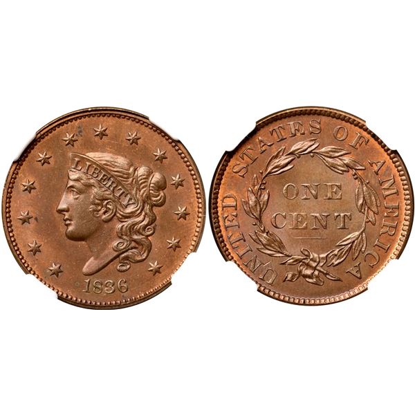 1836 N-4 R3 NGC graded MS65 Red & Brown