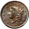 Image 2 : 1837 N-1 R3 Plain Hair Cord, Medium Letters, PCGS graded MS63 Brown, CAC Approved