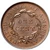 Image 3 : 1837 N-2 R2 Plain Hair Cord, Medium Letters, PCGS graded MS64 Brown