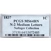 Image 4 : 1837 N-2 R2 Plain Hair Cord, Medium Letters, PCGS graded MS64 Brown