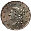 Image 2 : 1837 N-3 R3 Plain Hair Cord, Medium Letters, PCGS graded MS64 Brown