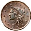 Image 2 : 1837 N-6 R2 Plain Hair Cord, Medium Letters, PCGS graded MS66 Brown