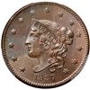 Image 2 : 1837 N-8/7 R1 Plain Hair Cord, Medium Letters, PCGS graded MS66 Brown, CAC Approved