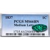 Image 4 : 1837 N-8/7 R1 Plain Hair Cord, Medium Letters, PCGS graded MS66 Brown, CAC Approved