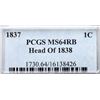 Image 4 : 1837 N-10 R1 Beaded Hair Cord, PCGS graded MS64 Red & Brown