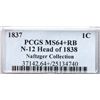 Image 4 : 1837 N-12 R3 Beaded Hair Cord, PCGS graded MS64+ Red & Brown