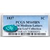 Image 4 : 1837 N-14 R2 Plain Hair Cord, Medium Letters, PCGS graded MS65 Brown, CAC Approved
