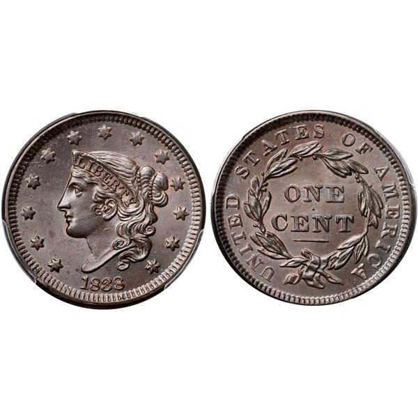 1838 N-1 R1 PCGS graded MS65 Brown