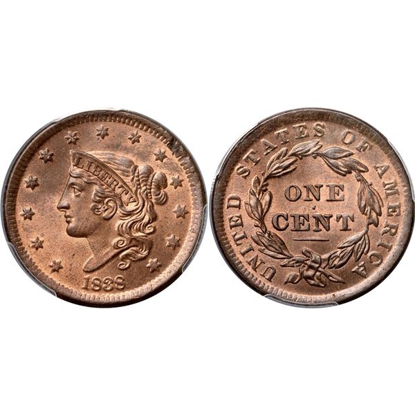 1838 N-2 R1 PCGS graded MS65 Red & Brown