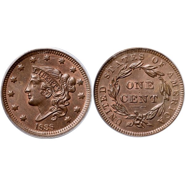 1838 N-3 R1 PCGS graded MS65 Brown, CAC Approved