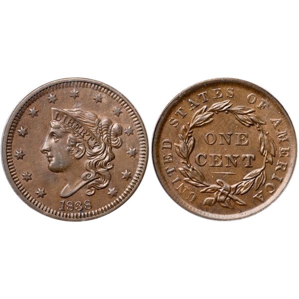 1838 N-15 R5- PCGS graded MS62 Brown